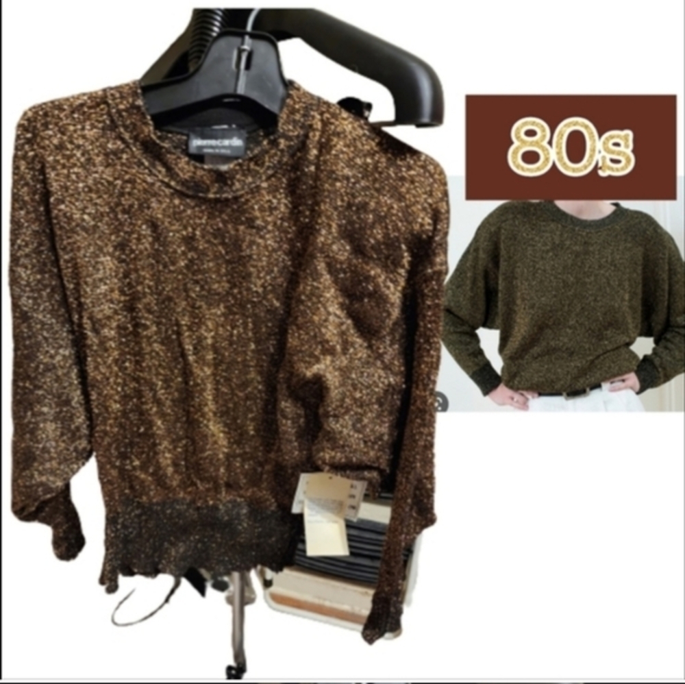 Pierre Cardin 80s Dolman sleeve metallic sweater L NWT - Picture 13 of 13